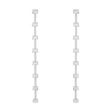 Pavé Long Drop Earrings - silver