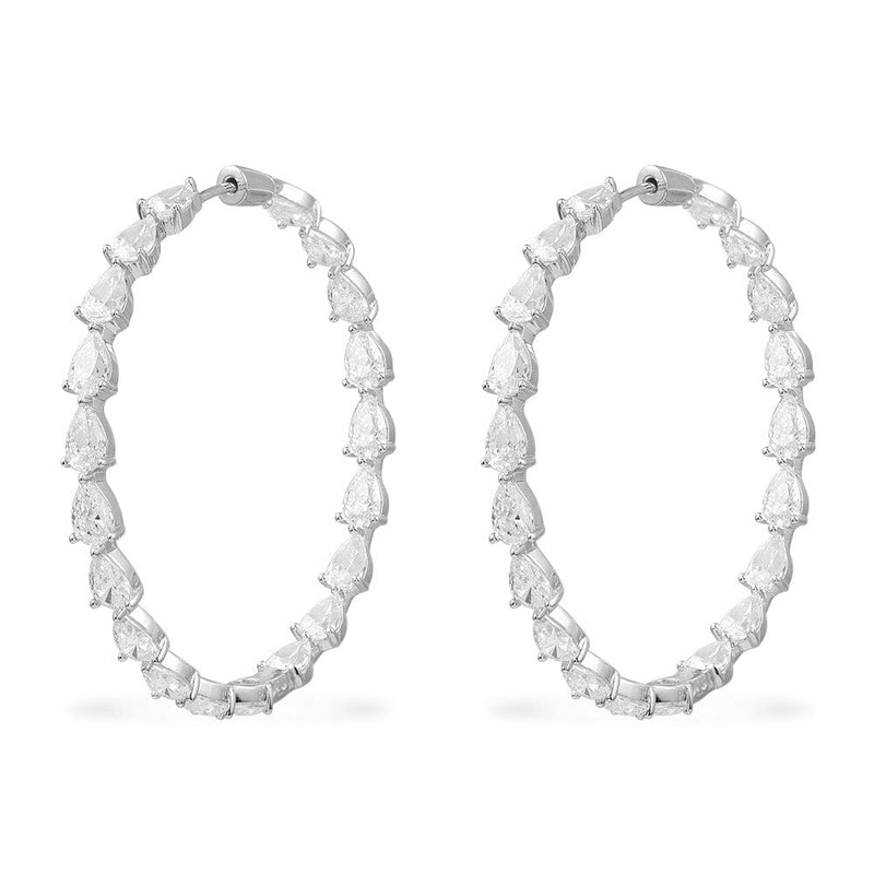 Drop Hoop Earrings - silver