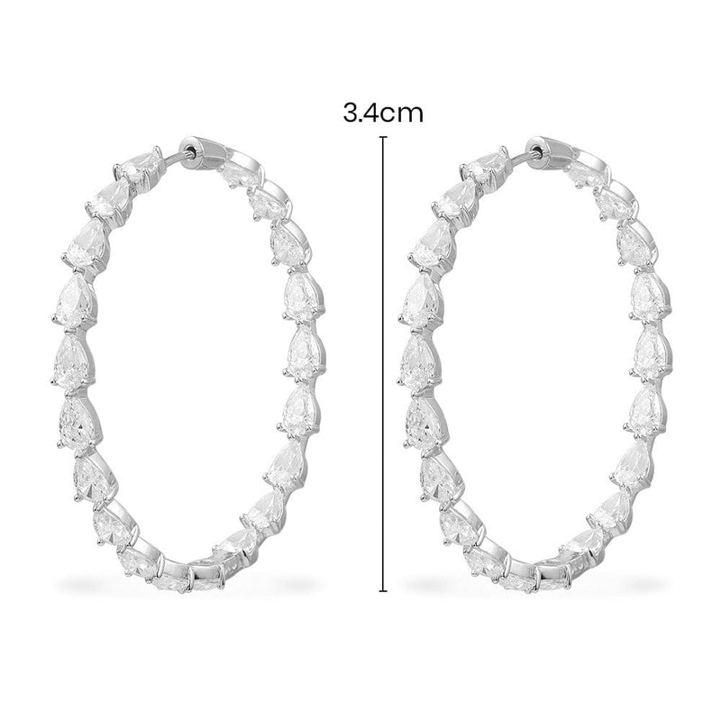 Drop Hoop Earrings - silver