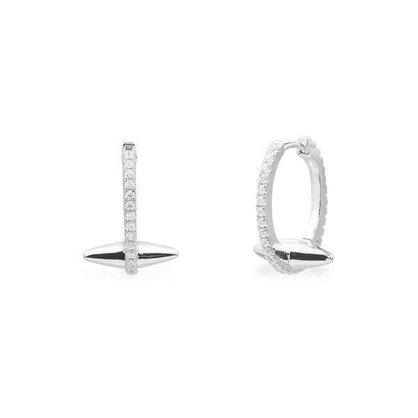 Small Hoop & Spike Earrings - silver