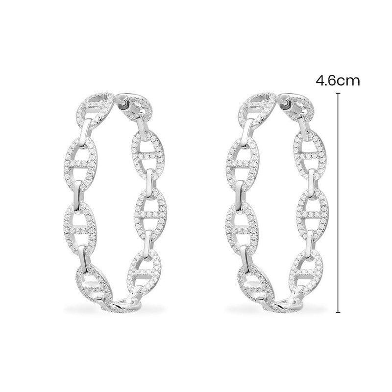 Large Maille Marine Hoop Earrings - silver