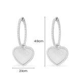 Hoop Earrings with White Nacre Heart - silver