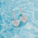 Hoop Earrings with White Nacre Heart - silver