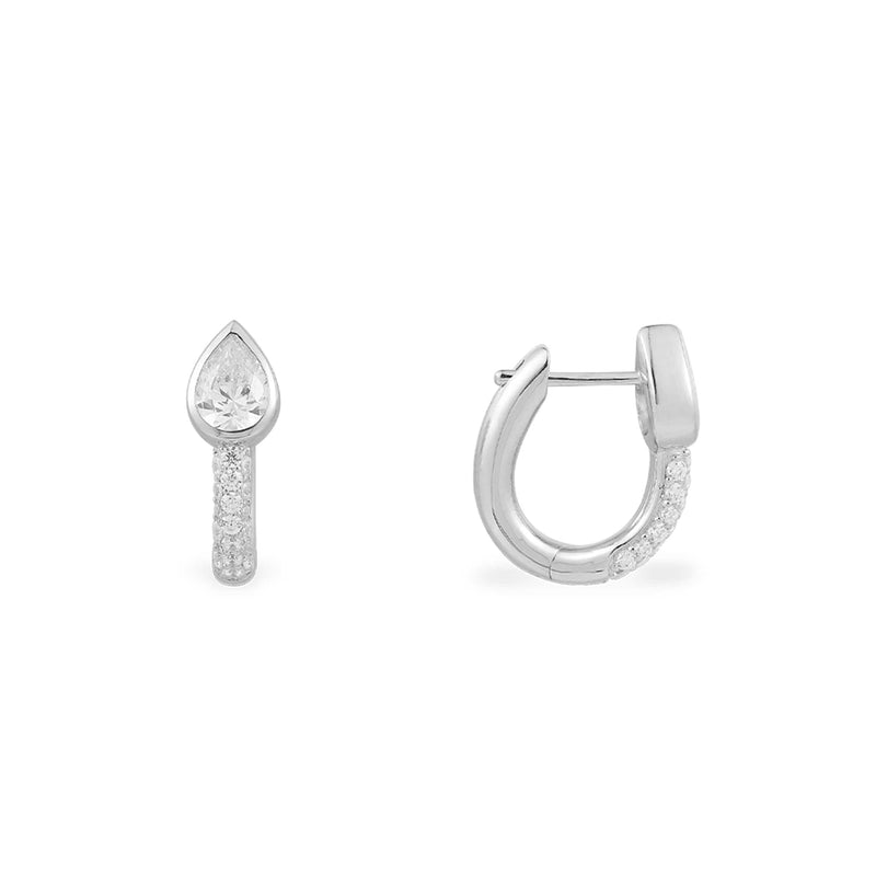 Huggie Earrings with Pear - silver