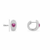 Chunky Fuchsia Heart Huggie Earrings - silver