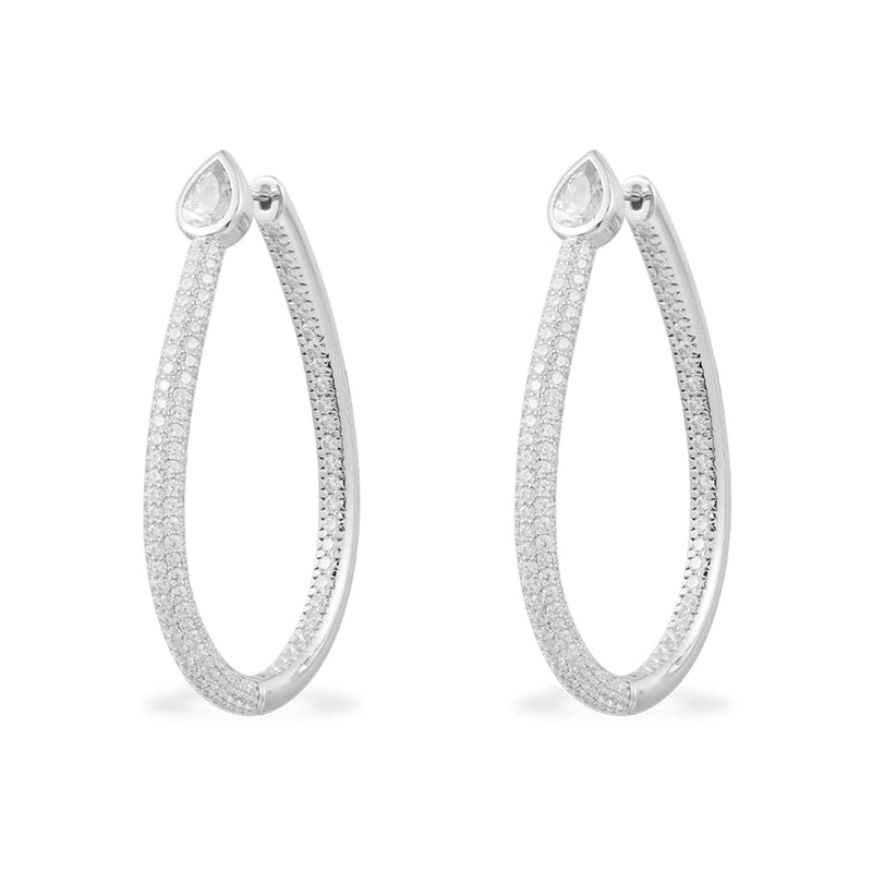 Oval Earrings with Pear - silver