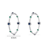 Green and Blue Stones Hoop Earrings