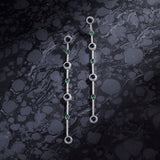 Long Green and Blue Stones Drop Earrings