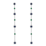 Long Green and Blue Stones Drop Earrings