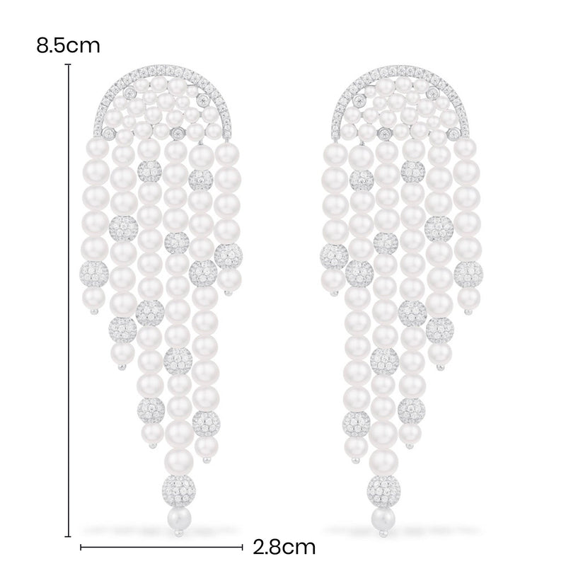 Statement Disco Drop Earrings with Pearls