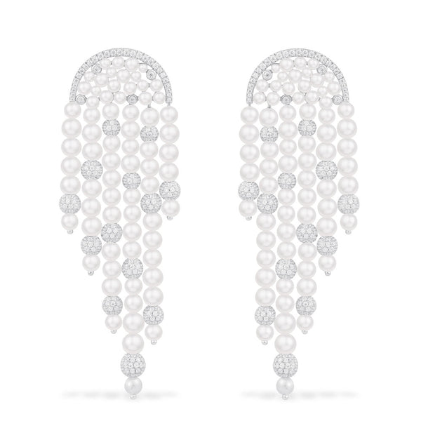 Statement Disco Drop Earrings with Pearls