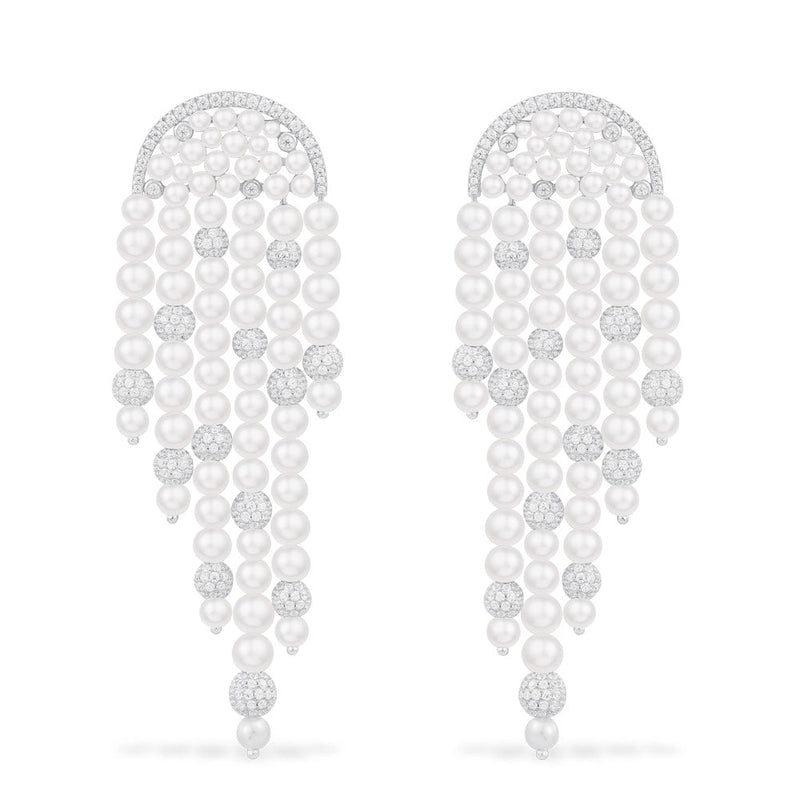 Statement Disco Drop Earrings with Pearls