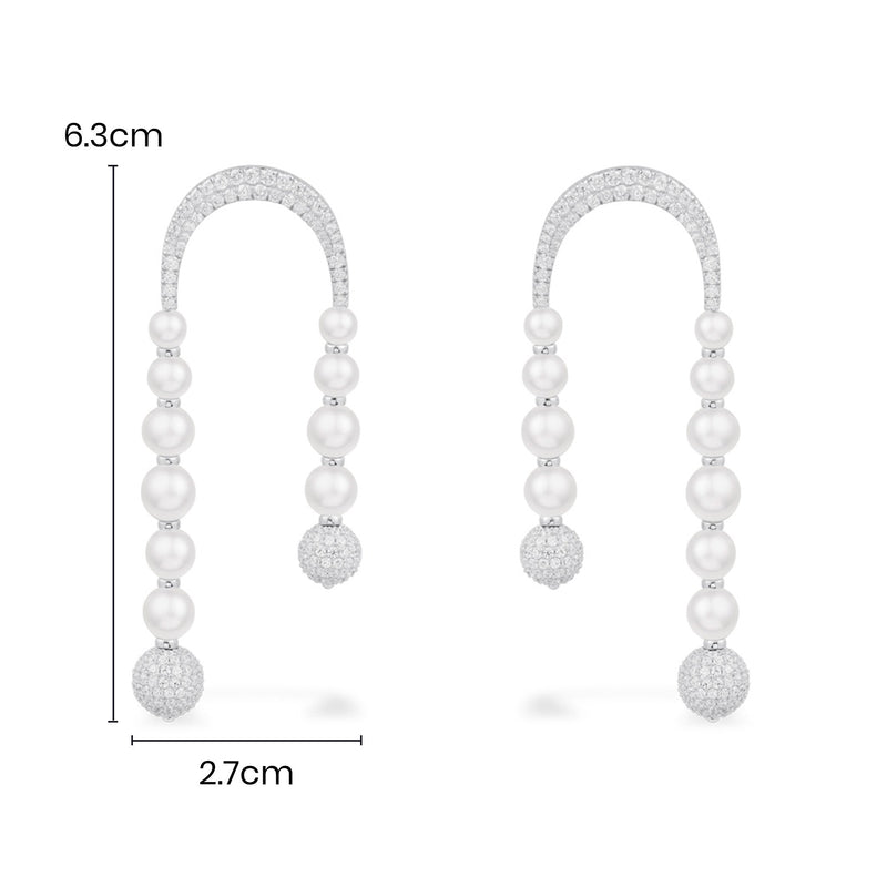 Disco Drop Earrings with Pearls