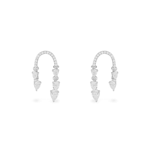 Pavé Pear Stones Arch Earrings