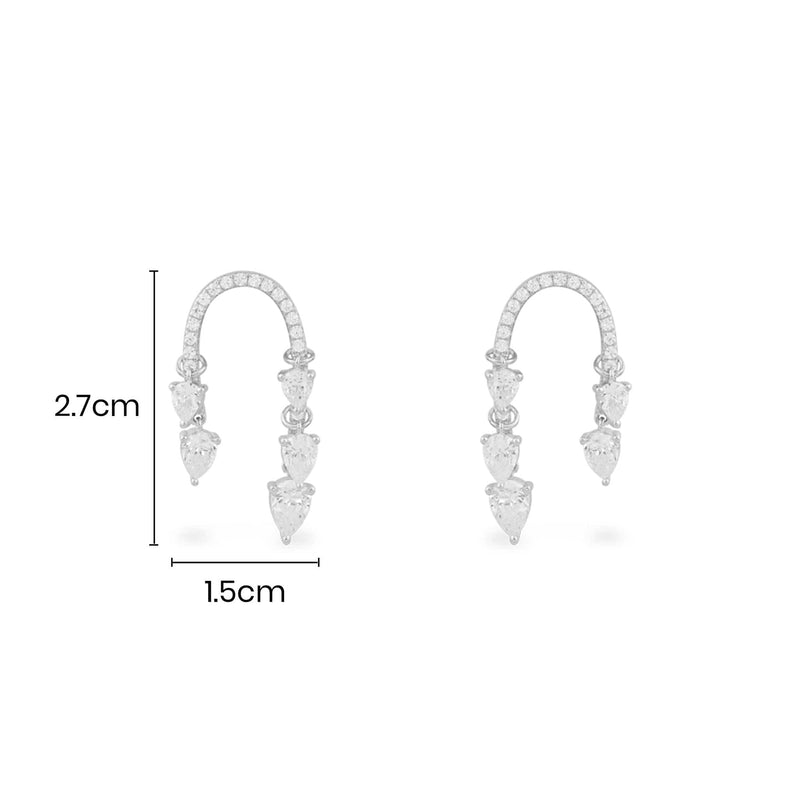 Pavé Pear Stones Arch Earrings