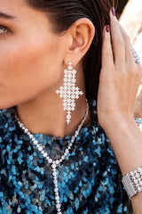 APM Monaco Pavé Statement Météorites Drop Earrings in Silver