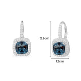 Hoop Earrings with Blue Square Stones