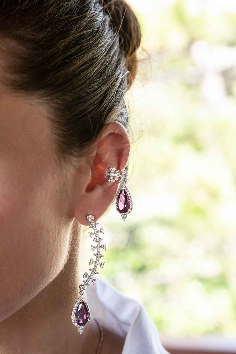 APM Monaco-Single Purple Drop Ear Cuff