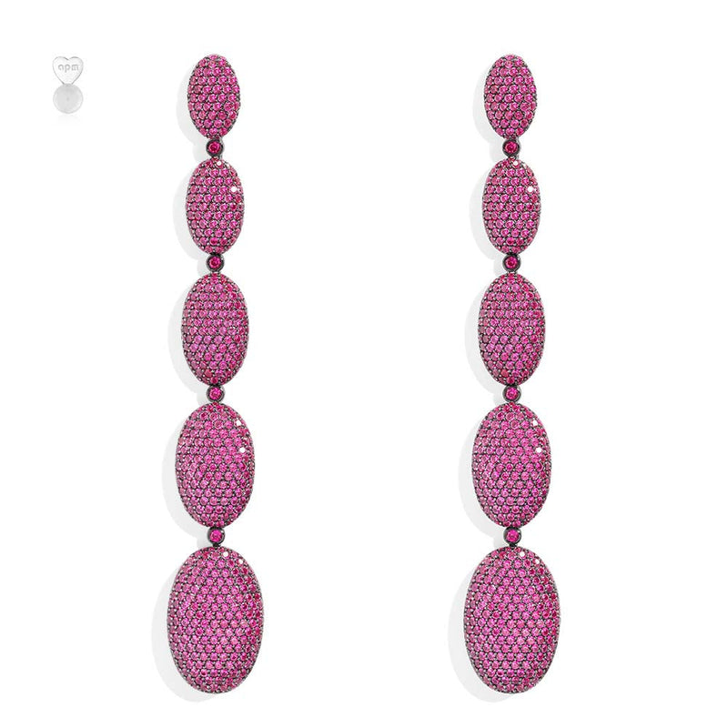 Long Fuchsia Oval Earrings