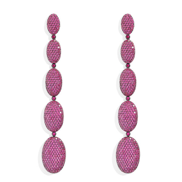 Long Fuchsia Oval Earrings