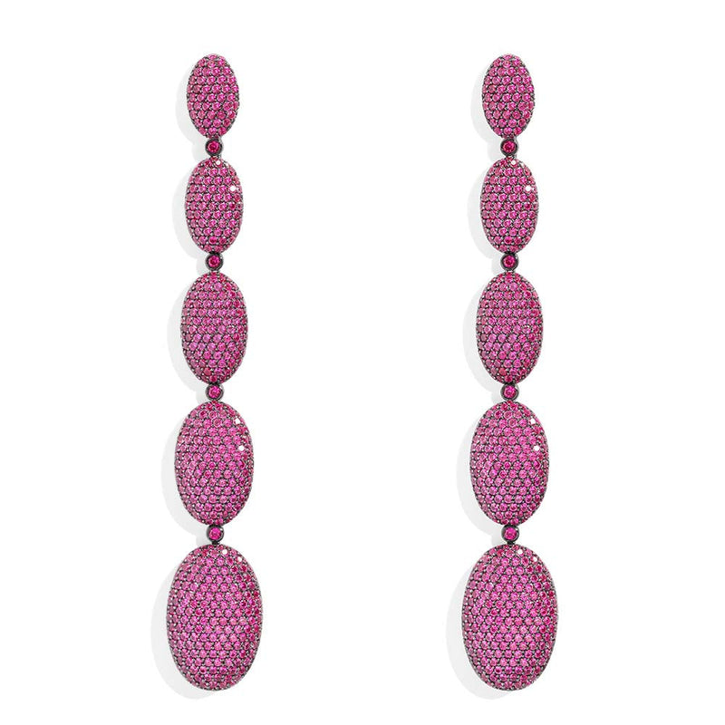 Long Fuchsia Oval Earrings