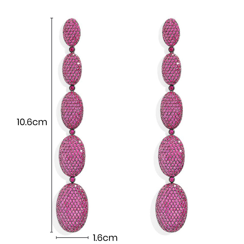 Long Fuchsia Oval Earrings