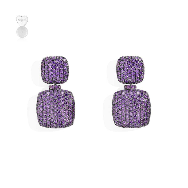 Purple Square Earrings