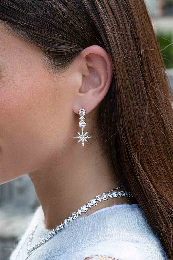 APM Monaco Pavé Météorites & Circles Drop Earrings in Silver