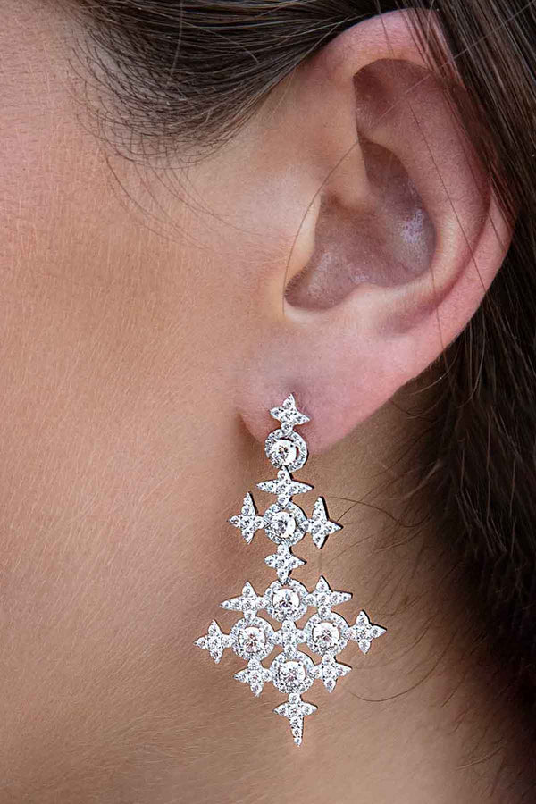 APM Monaco Pavé Météorites & Circles Drop Earrings in Silver