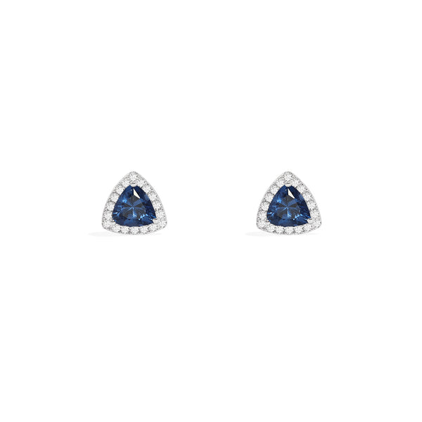 Blue Triangle Pavé Stud Earrings