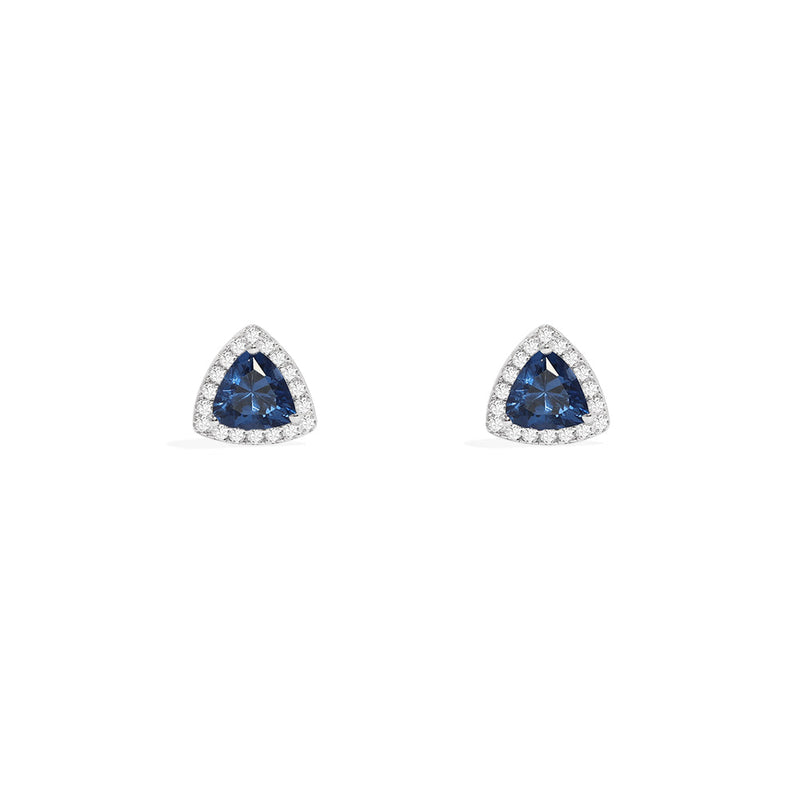 Blue Triangle Pavé Stud Earrings