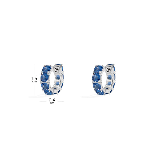 Blue Square Huggie Earrings