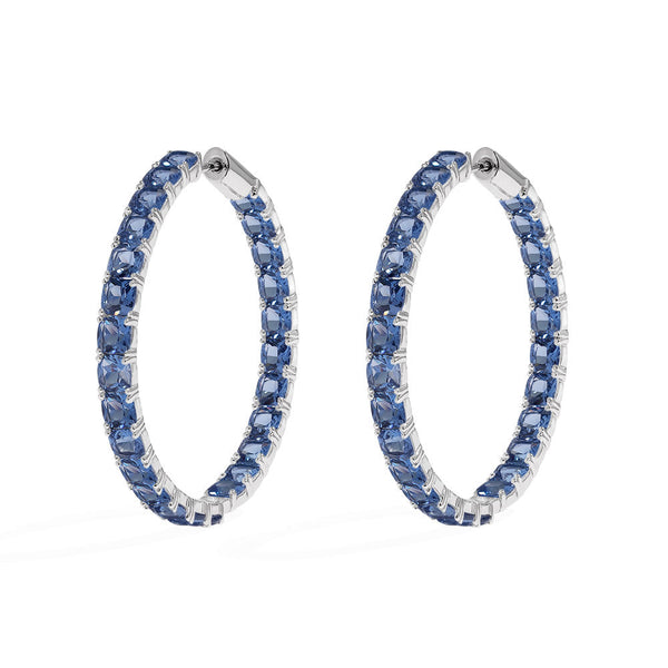 Large Blue Square Hoop Earrings