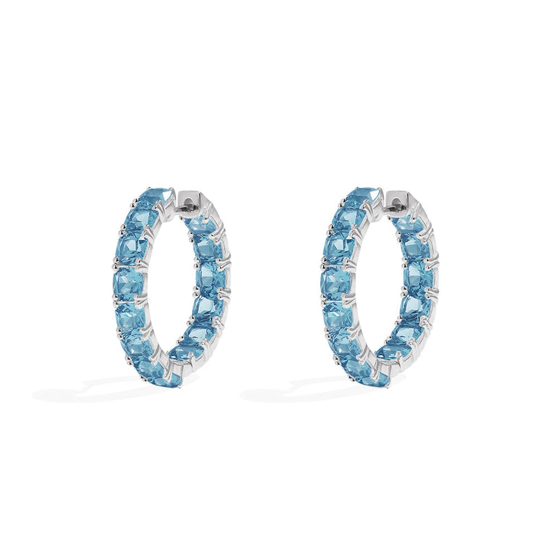 Lagoon Blue Square Hoop Earrings