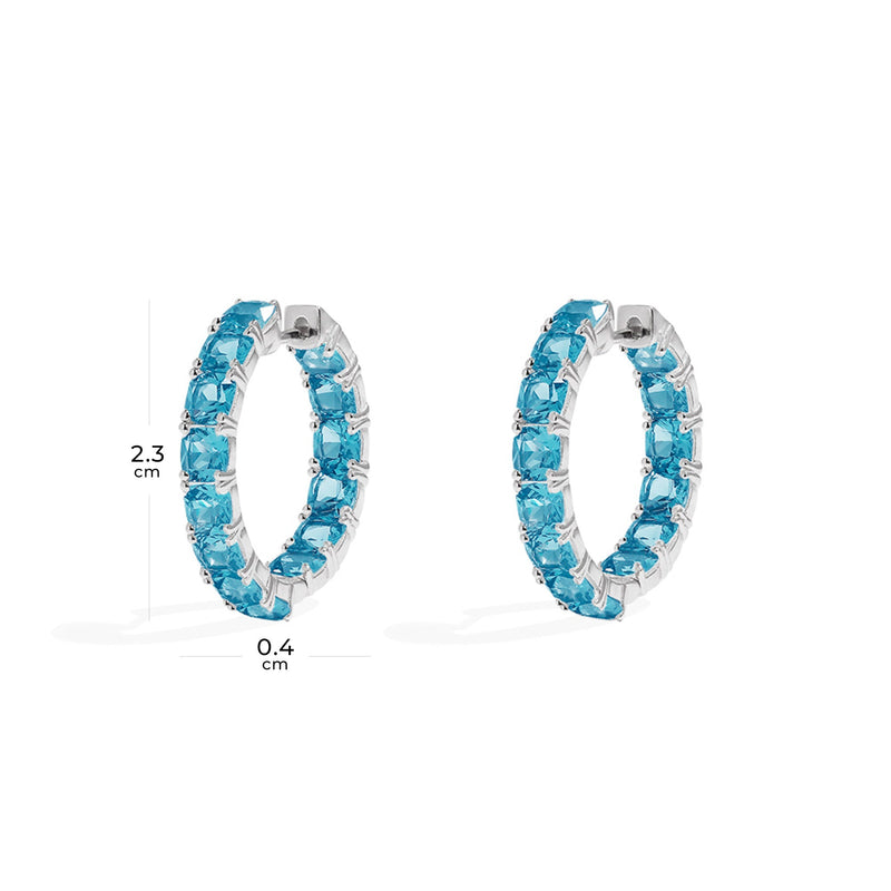 Lagoon Blue Square Hoop Earrings