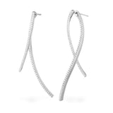 Paved Geometric Ear Jackets - Silver