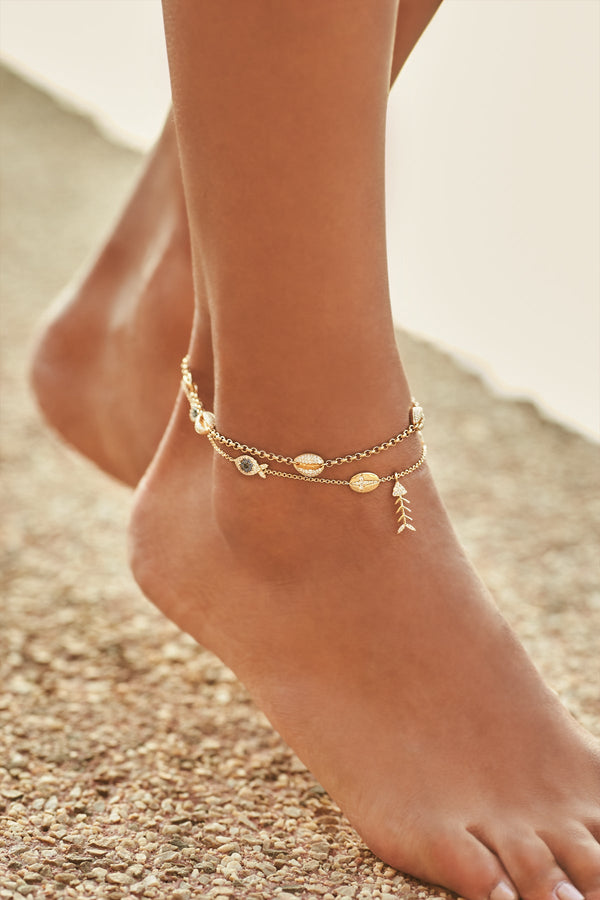 APM Monaco Sea Creatures Anklet in Yellow Silver