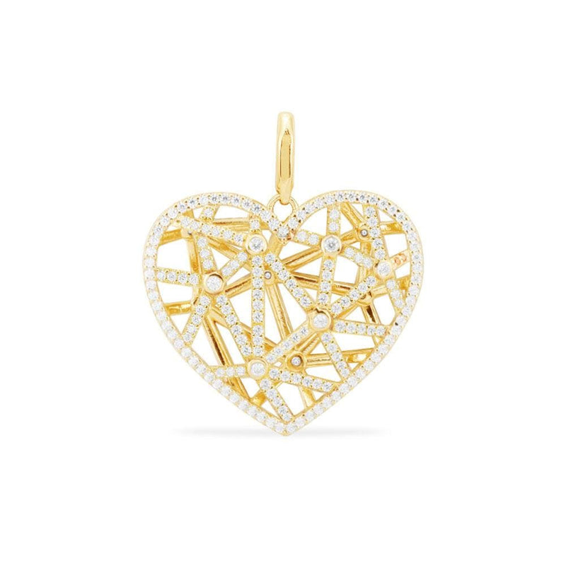 Openwork Heart Medal (Clippable) -  Yellow Silver