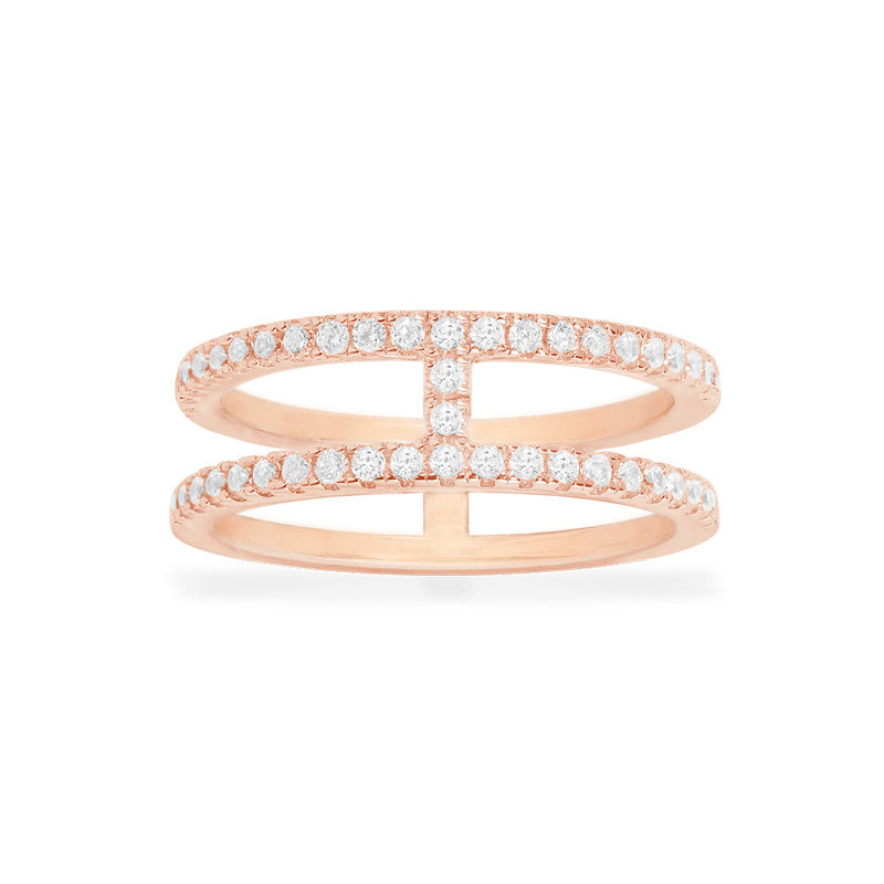 Double Line Pavé Ring