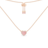 Pink Nacre Heart Adjustable Necklace