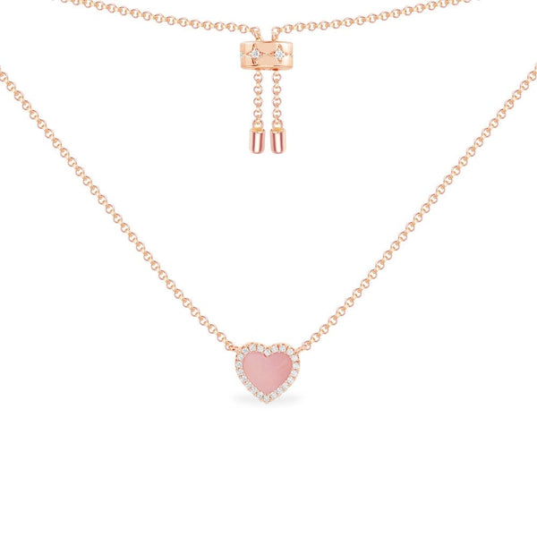 Pink Nacre Heart Adjustable Necklace