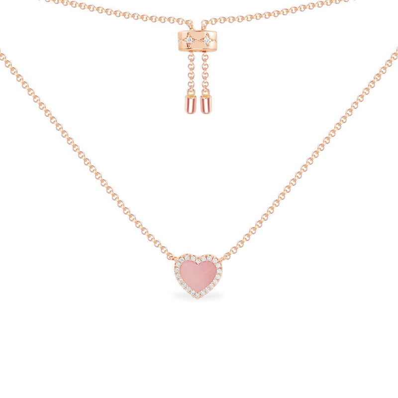 Pink Nacre Heart Adjustable Necklace