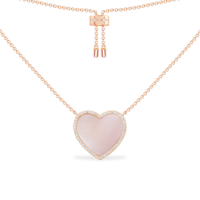 Pink Nacre Heart Adjustable Necklace