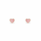 Pink Nacre Heart Stud Earrings