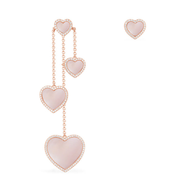 Asymmetric Pink Nacre Heart Earrings