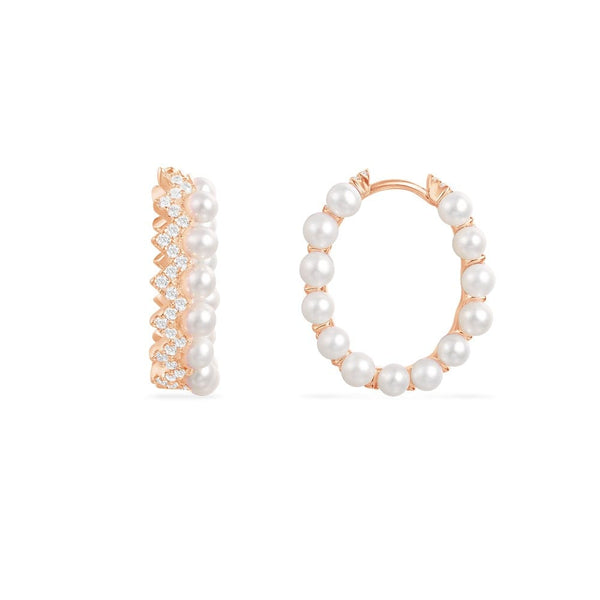 Up and Down Hoop Earrings with Pearls