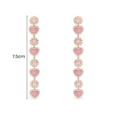 Pink Nacre Heart & Dot Drop Earrings