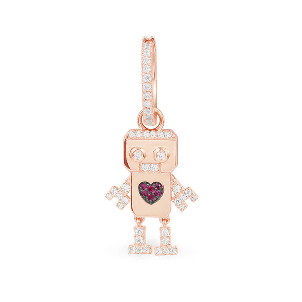 Single Pink Robot Earring