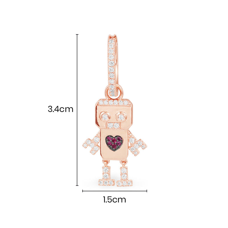 Single Pink Robot Earring