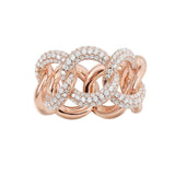 Large Pink and White Chain Ring - Pink Silver